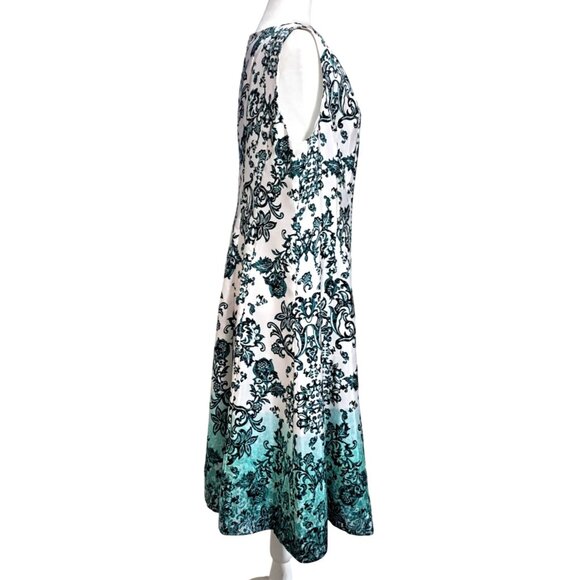 Chetta B Dress Womens Size 14 Ombre Aqua Floral Print Sleeveless NWT - Picture 10 of 14